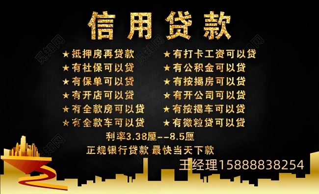 🌟中银消费贷3.45%起！抵押/信用/企业融资全搞定！15888838254王经理🌟